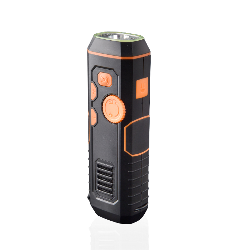 Certified Hand Crank Manual SOS Alarm Rechargeable Flashlight FM Radio Torch With Power Bank