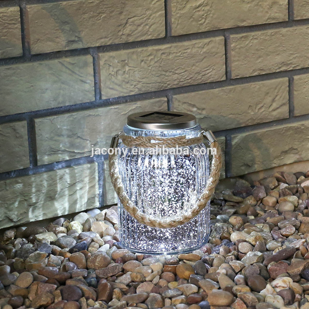 Mercury solar glass glitter jar lantern (JL-2615)