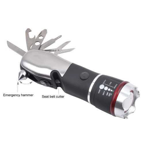 Goldmore hight bright 1w scaling rechargeable led Multi-functional Mini tool Led flashlight torch with safe hummer