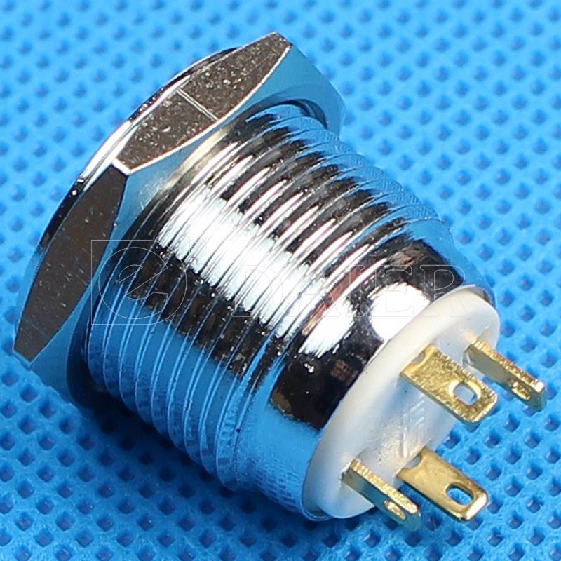 Waterproof illuminated latching simplex dpst pushbutton switch 16mm