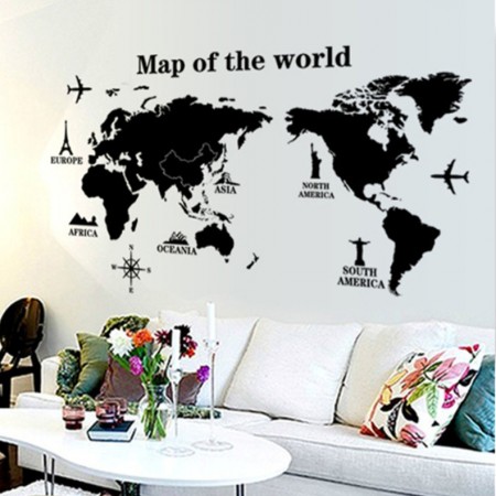 Environmental Removable The Map of The World PVC Wall Sticker