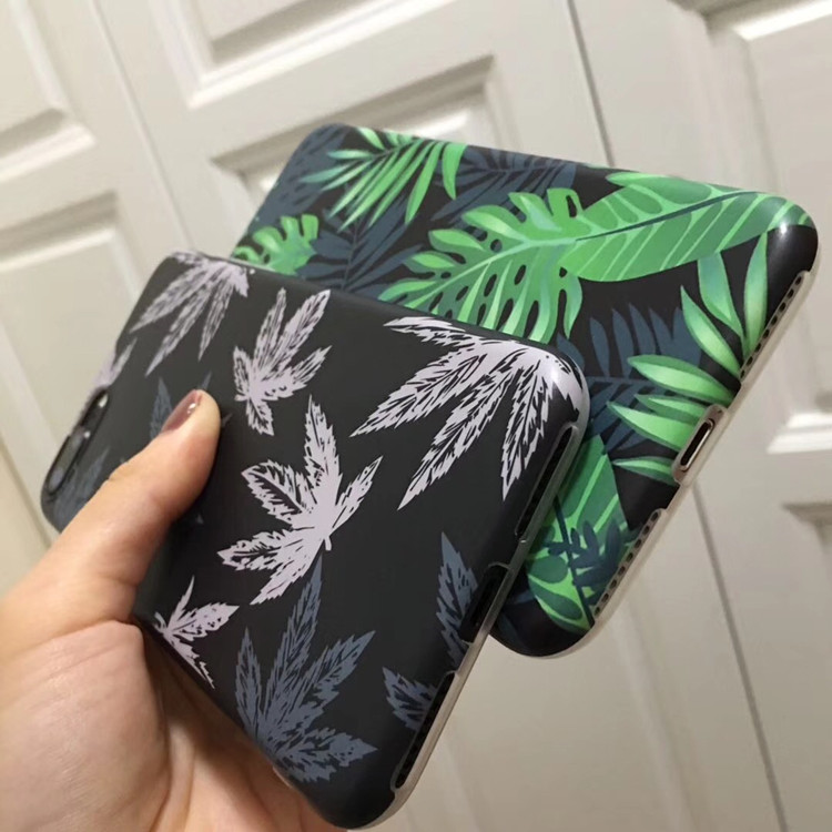 IMD Printing Banana Leaves Rubber Phone Cases for iPhone 8 Plus 7 6s , For iPhone X Tropical Case