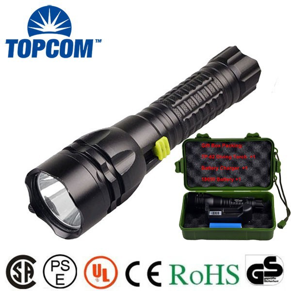 Diving Usage High Power Aluminum IPX-8 Waterproof LED Flashlight