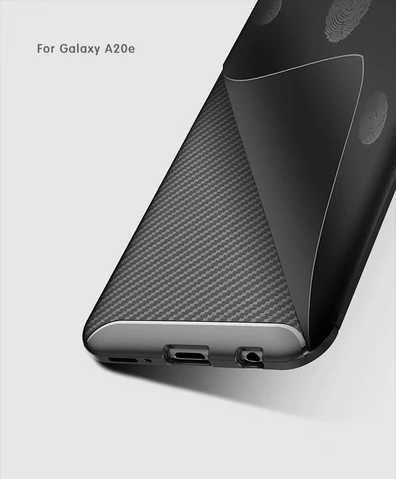 Carbon Fiber 360 Protective phone case For Samsung galaxy A20 E TPU Silicone back cover case
