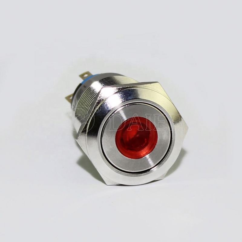 19mm Flat Top 2P2T Anti-Vandal 6V Bicolor Push Buttons Tactile