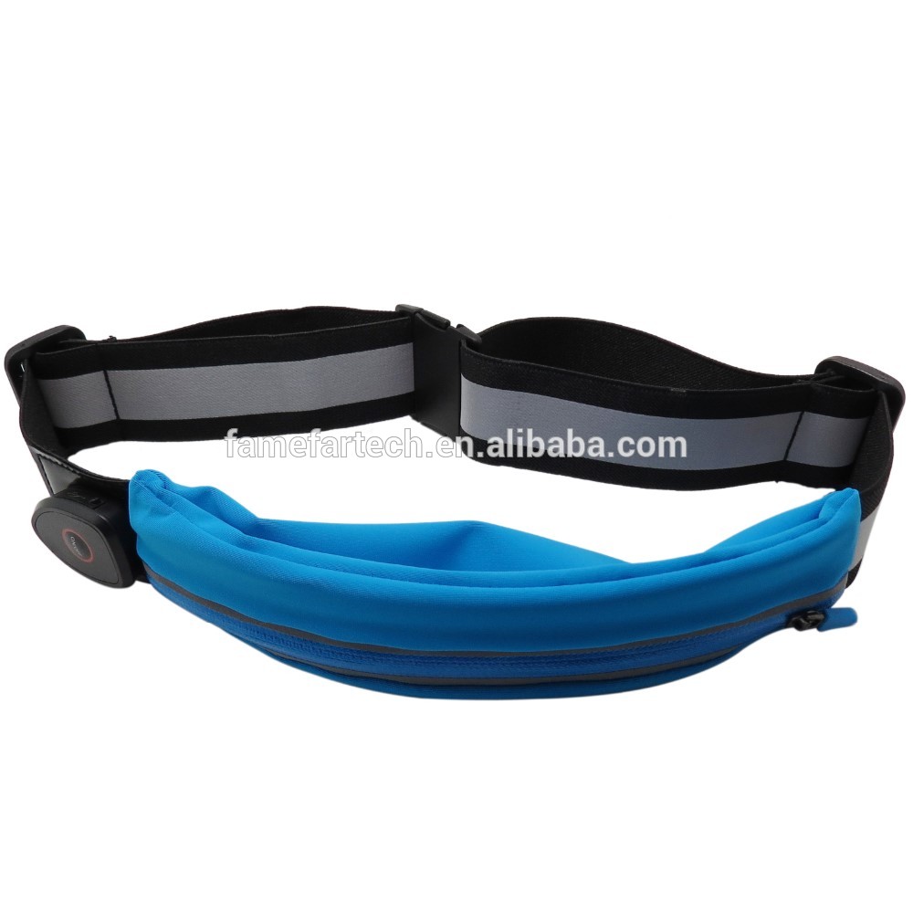 Multifunctional High Quality Adjustable LED Light Running Waist Belt Outdoor Elastic Waist Pouch Bag With Single Pocket