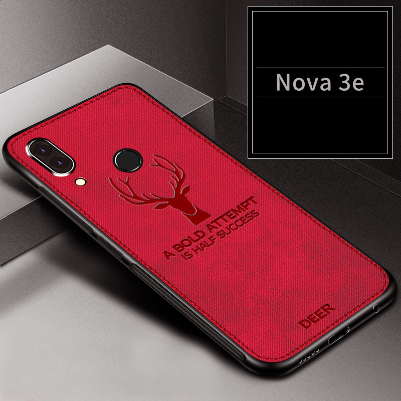 Protective Case Anti Slippery canvas and  Flexible Durable Shockproof elk deer PC Skin Case for Huawei Nova 3E