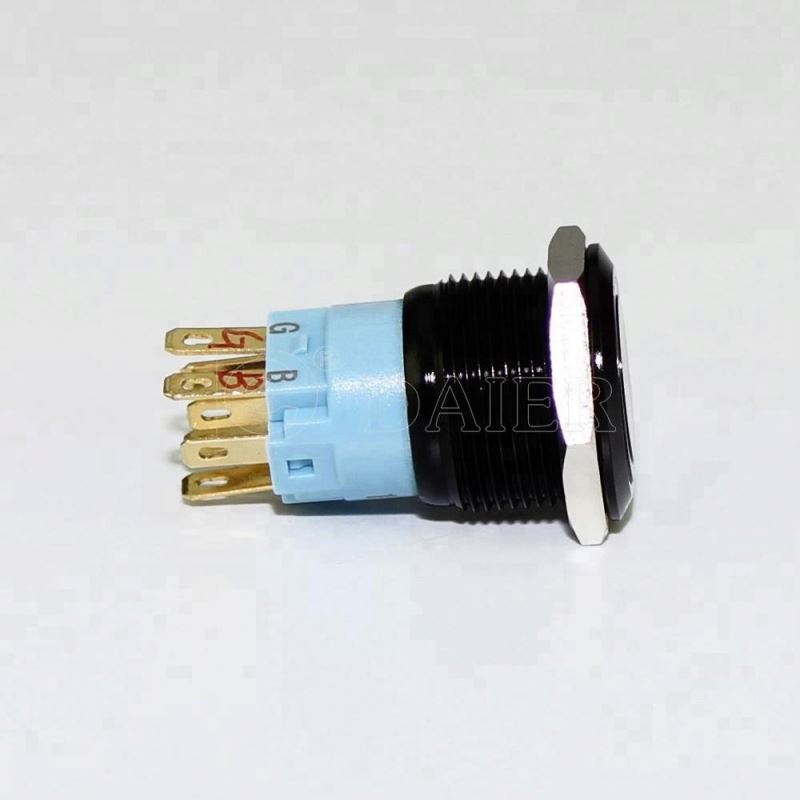 19MM Flat Button Ring Illuminate Momentary Or Latching Waterproof IP67 Metal Led Push Button