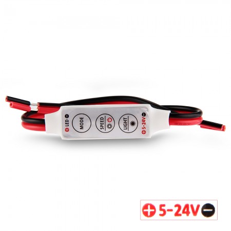 Mini Dimmer Controller LED Single Color Light Strip Multi Dynamic Modes DC 5-24V