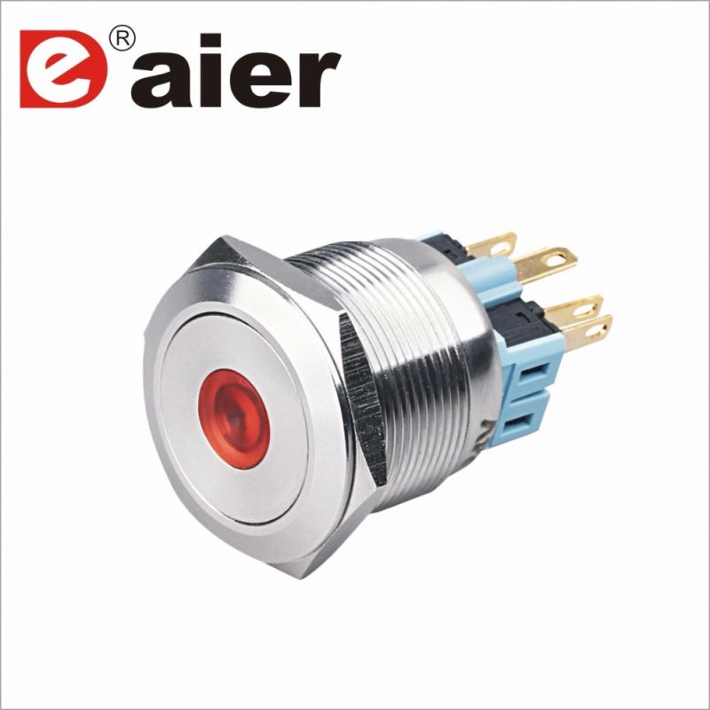 Flat Stainless Steel Led Light 28mm Push Button