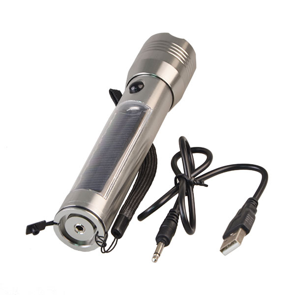 Portable Built-in Battery Emergency Solar Light Aluminum High Power Led Torch Flashlight Usb Rechargeable