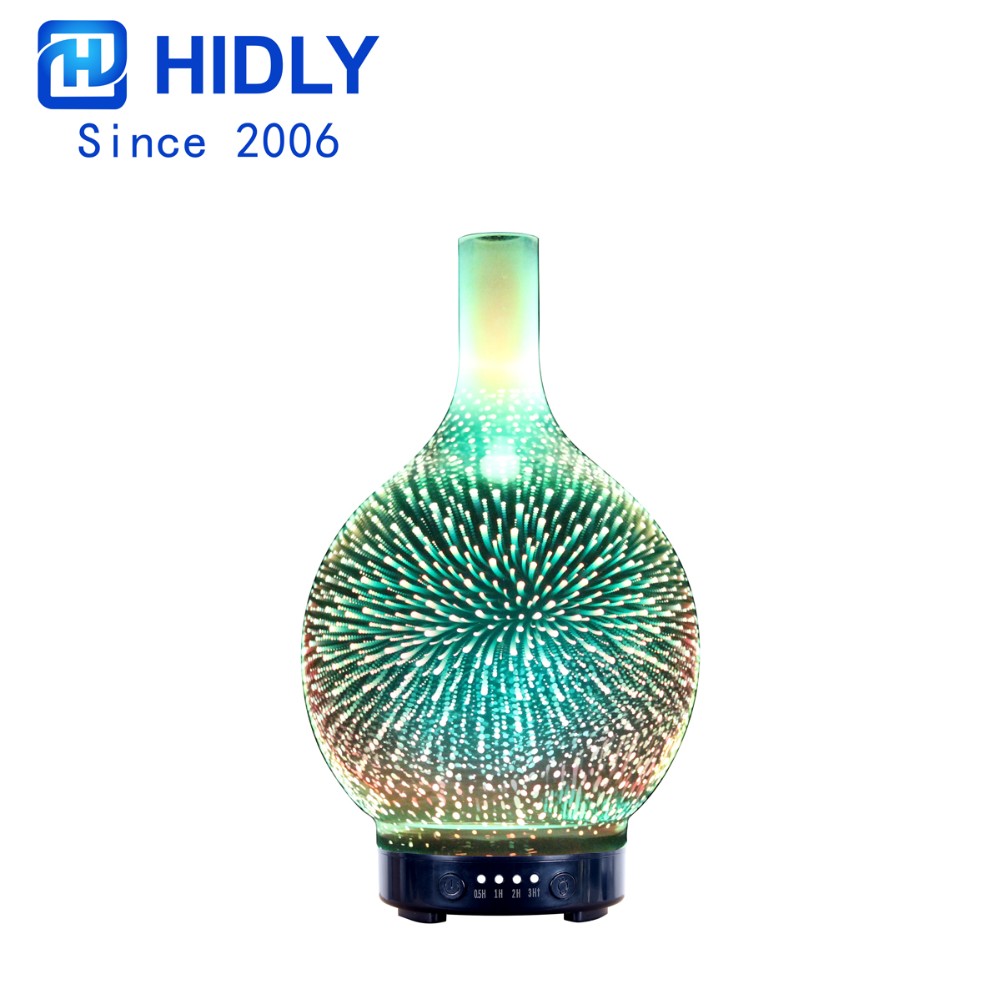 Festival Gift Ultrasonic 3D Effect Star Fire Night Light Glass Aroma diffuser Lamp 7 Colors Change Humidifier