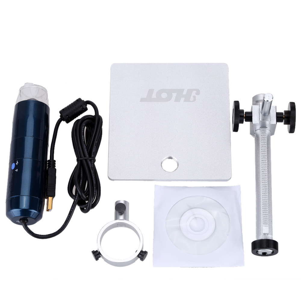 1X-500X 8LED Zoom Endoscope Magnifier Adjustable USB Digital Microscope with Base True 5.0MP Camera with Adjustable Height Stand