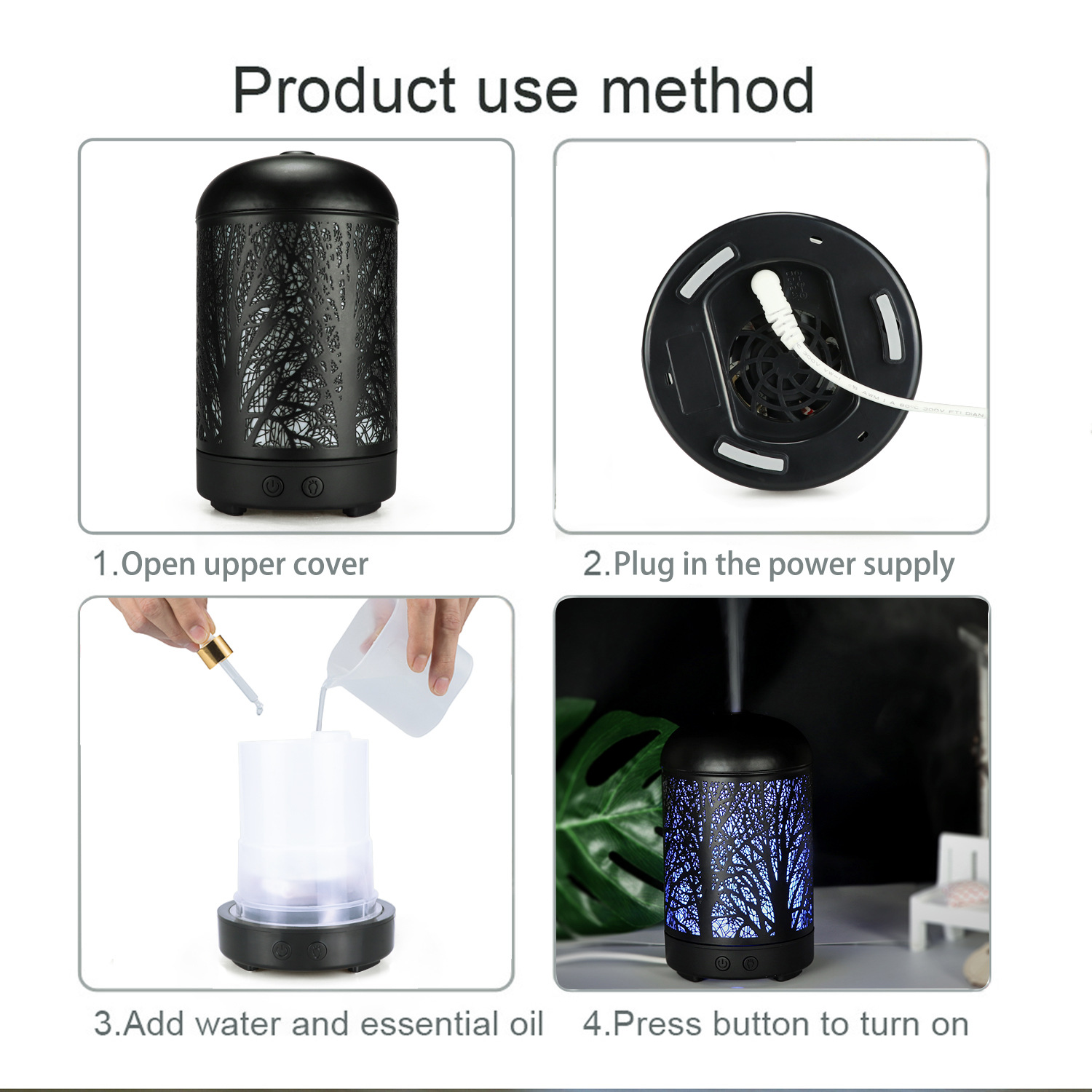 Essential Oil Diffuser Ultrasonic Cool Mist Oil Diffuser with Waterless Auto Shut-Off Protection,7 Colors Changed LED 100m