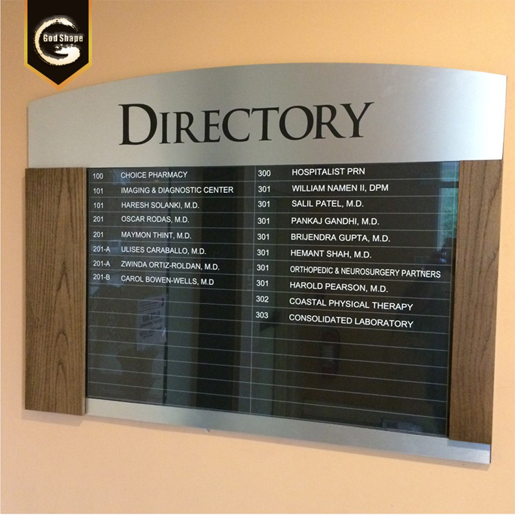Godshape High quality  metal plaque sign stainless steel sign plate for building wayfinding