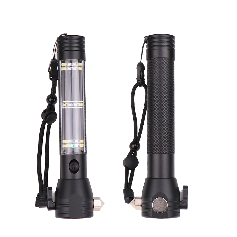 Portable LED Flashlight multi-function Self-help Torch USB solar charging linternas Camping Hiking emergency power searchlight