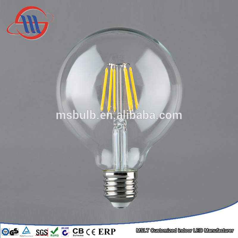 Mingshuai Vintage led filament bulb frosted g80 full glass light source 6w E27 110V