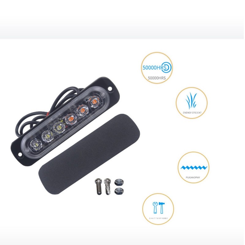 6 LED Warning Light Strobe Grill Flashing Breakdown Emergency Light Car Truck Beacon Lamp Amber Red White Traffic Light