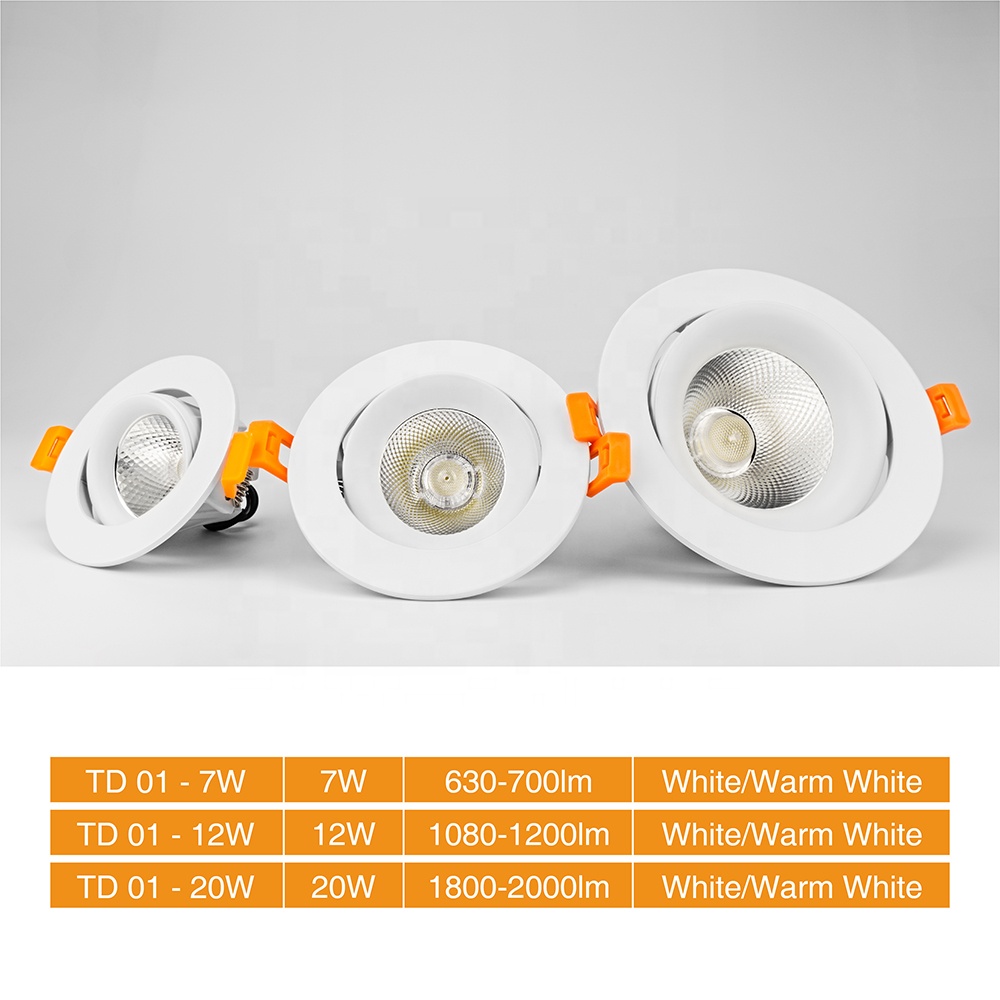 Adjustable direction 220V 20W 12W 7W LED COB Recessed Ceiling Surrounds Downlight