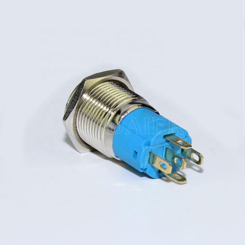 Sealed SPST 1 Dot Ligted Stainless Steel 5 Pin Push Button Switch