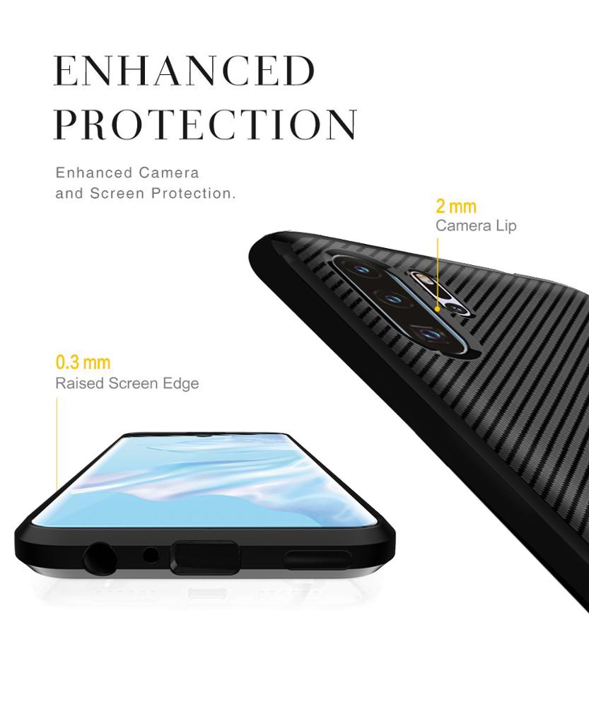 Carbon Fiber Silicon Back Cover For Huawei P30 Pro Phone Case