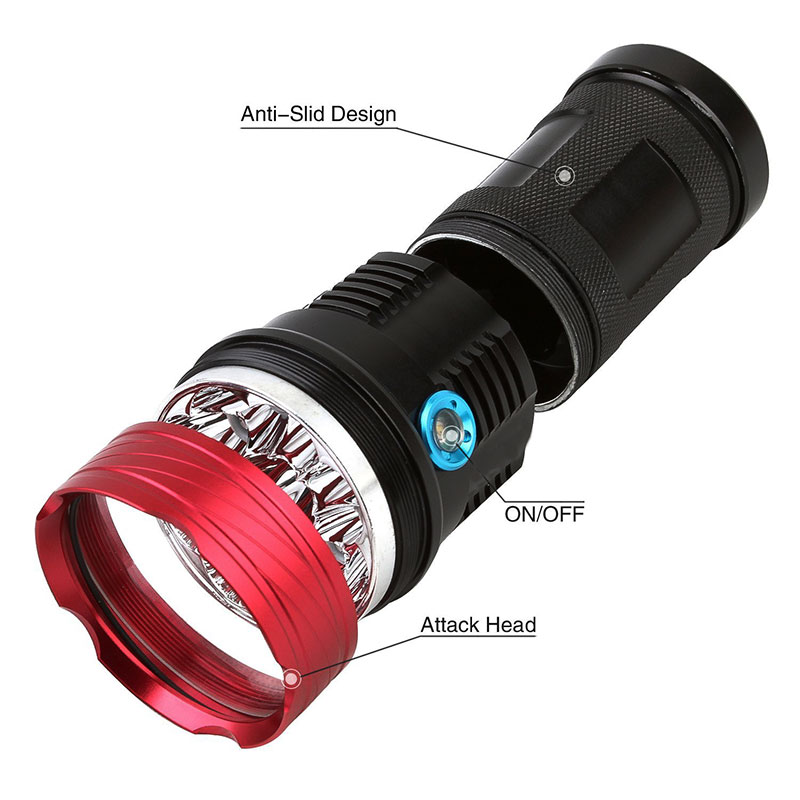 Aluminum Alloy Super Brightness 10 XML T6 Led Flashlight 10000 Lumens Power