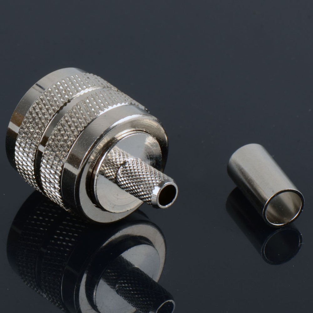 1Pc Screwed Coupling Connector UHF Male PL259 Plug Crimp RG58 RG142 LMR195 RG400 Cable Straight