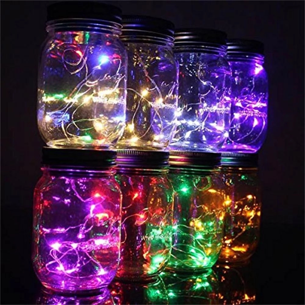 solar power Mason Jar Lights with 10 LED, Color Changing Fairy String Light