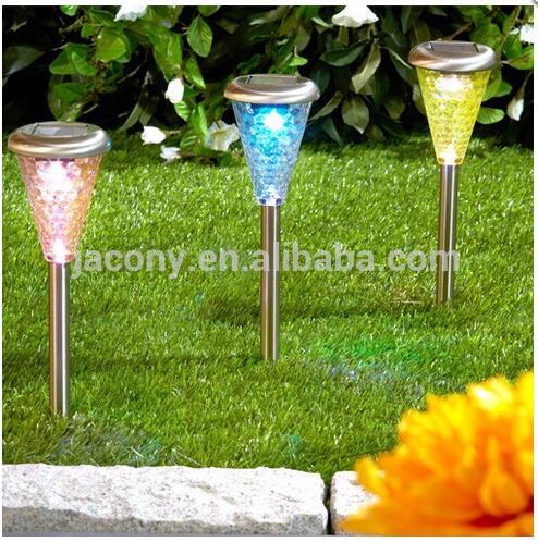 Stainless Steel Glass Lens Decorative Color Changing Solar LED Low Voltage Outdoor Path Lighting (JL-8599)