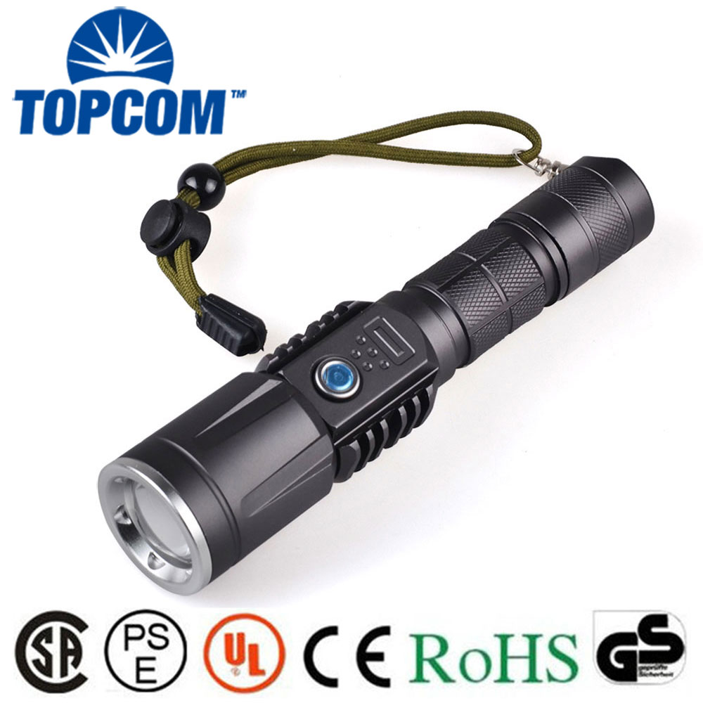 Rechargeable USB Phone Charger Flashlight XML2 U2 1300lm LED Power Bank Torch Light with USB Port