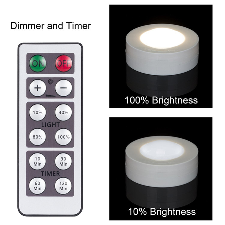 Goldmore Wireless LED Puck Lights With Remote Control,Battery Powered Dimmable Closet Lights