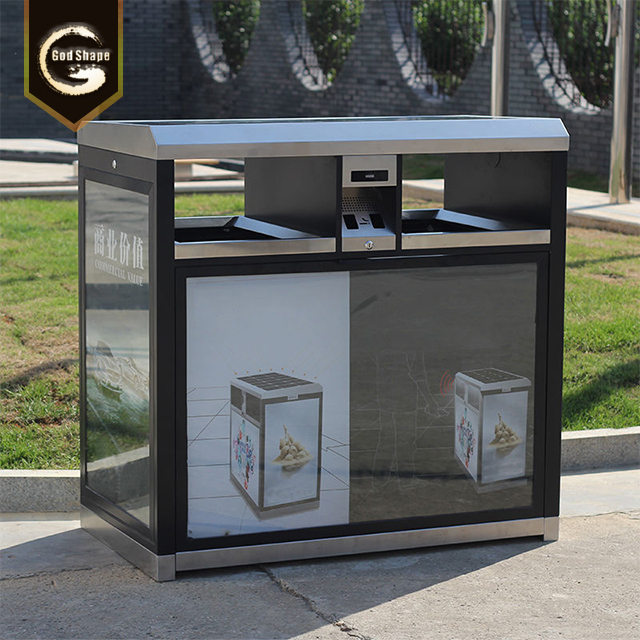 Factory Large  Advertising Outdoor Stainless Steel Trash Can Waste Bins