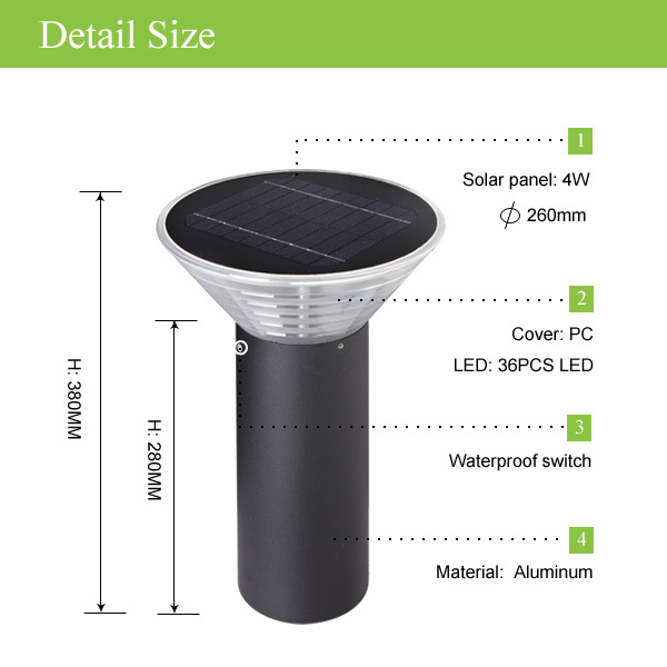 Aluminum garden solar lights solar LED lights for garden waterproof garden bollard light