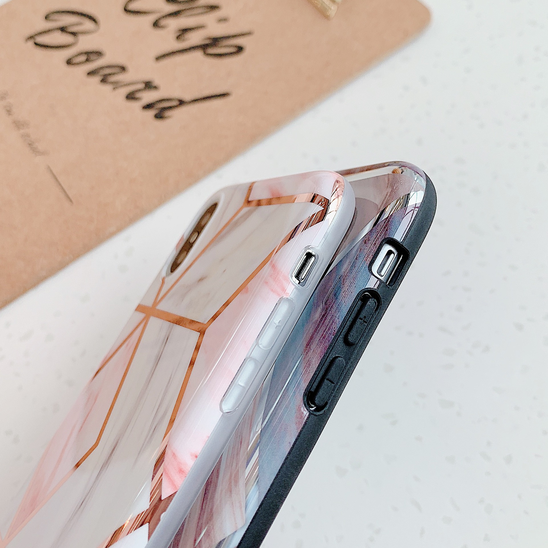 For iPhone 11 Cases , Gray Purple Geometric Marble Case for iPhone 11 Pro 5.8 2019 , for iPhone 11 Pro Max Phone Cover Granite