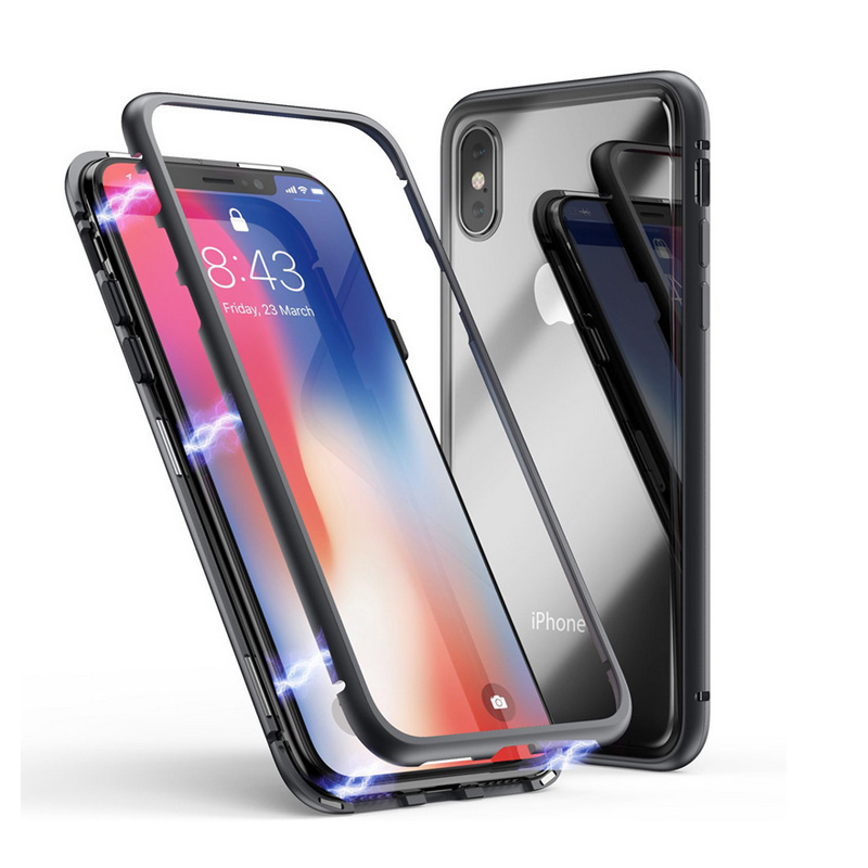 Magnetic Tempered Glass cover For Xiaomi Redmi 7 / Note7 flip cell phone Metal case Factory supply.