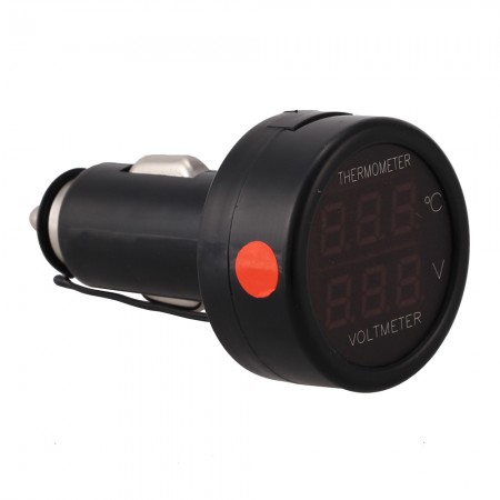 2 in 1 car battery cigarette lighter monitor volt meter thermometer