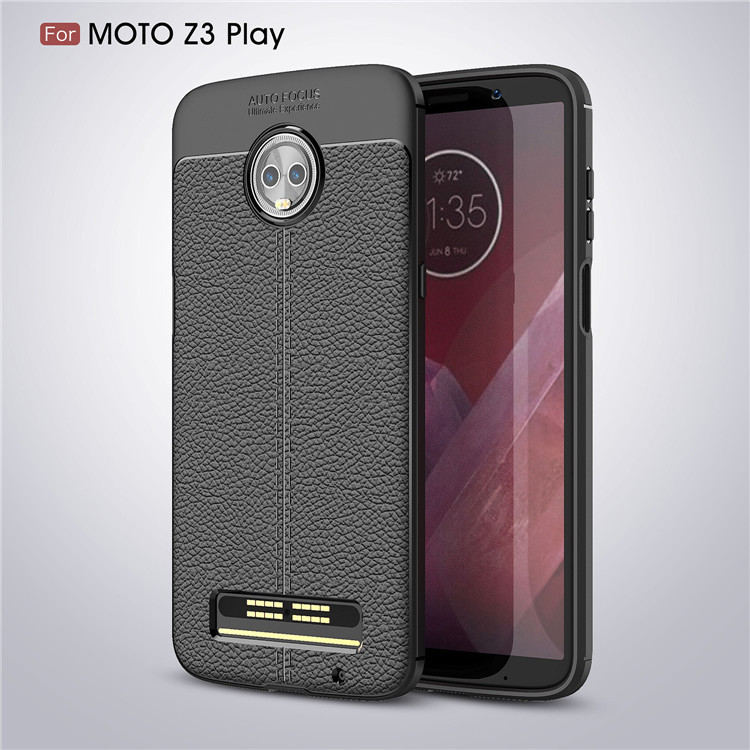 Hot Sell Litchi pattern Soft Tpu case for Motorola Moto Z3 Play Cover