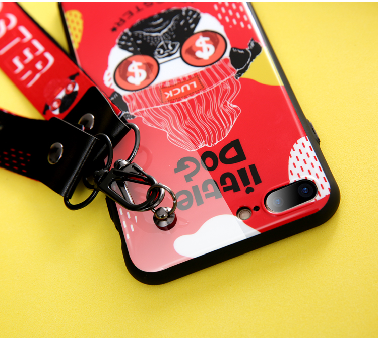 IMD Pugster Dog Silicone Mobile Phone Shell for iPhone X , for iPhone 8 Plus Cartoon Case with Necklace Animal