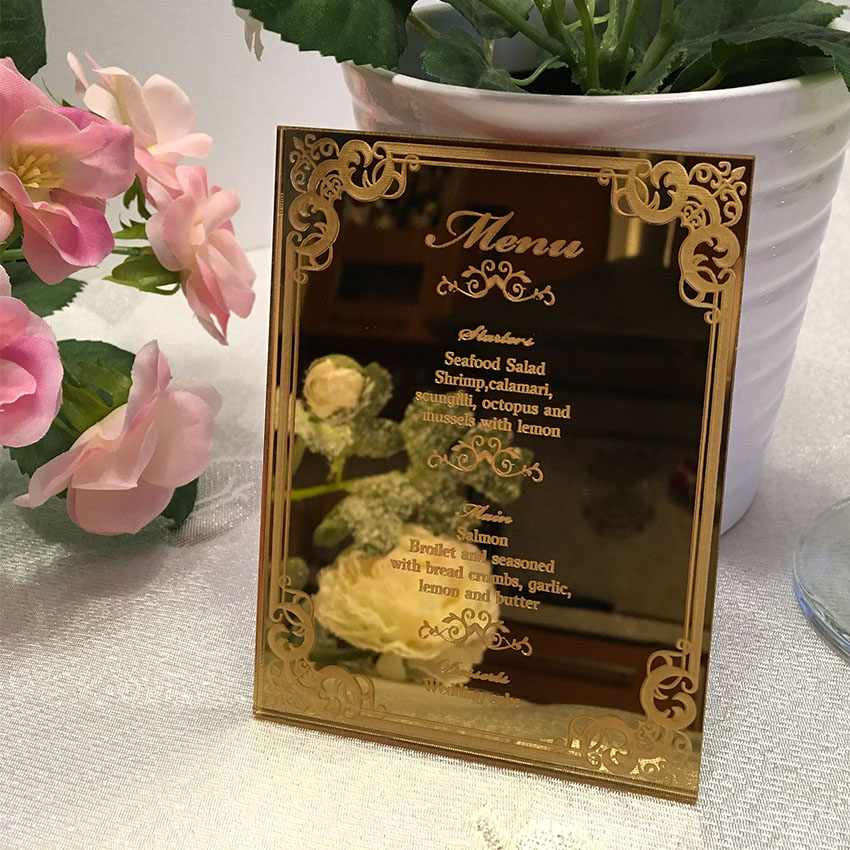 Tabletop sign acrylic craft mirror effect promotional gift desk wedding decoration menu board