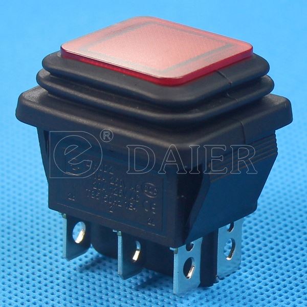 Waterproof 20A 125VAC 6PIN ON ON DPDT Lighted Rocker Switch