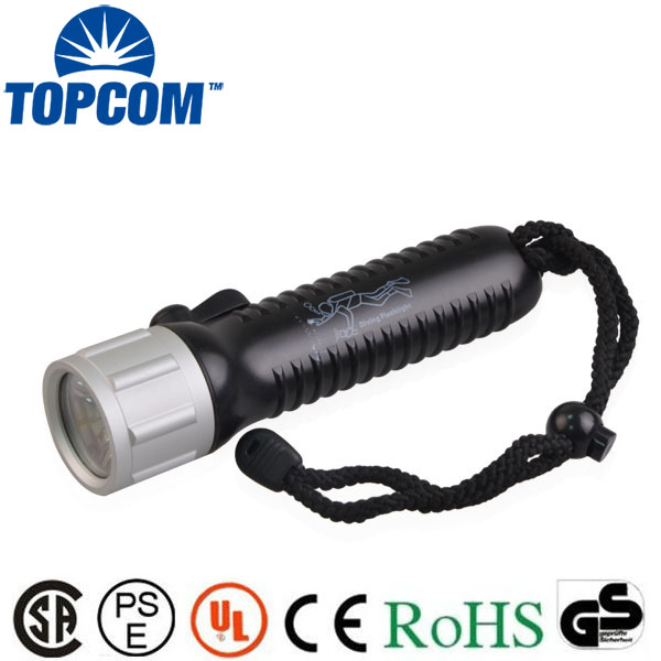 Plastie body uv cree q5 led waterproof diving flashlight