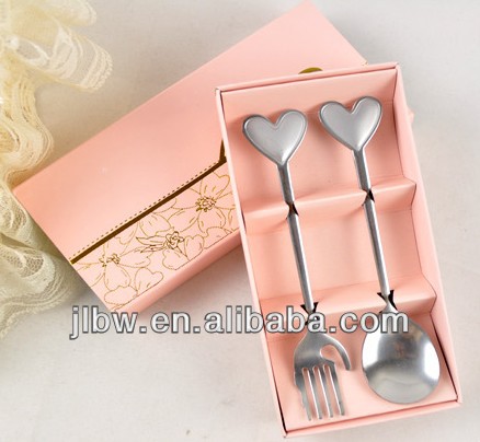 Cutlery Spoon and Fork Set in Luxury Plastic Box/Heart-shaped spoon fork/weeding gift