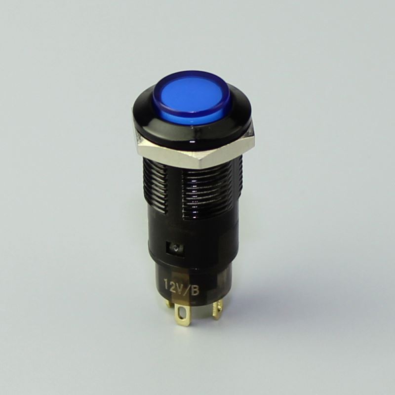 12mm High Blue Button Black Body IP67 Momentary Plastic Pushbutton Switch