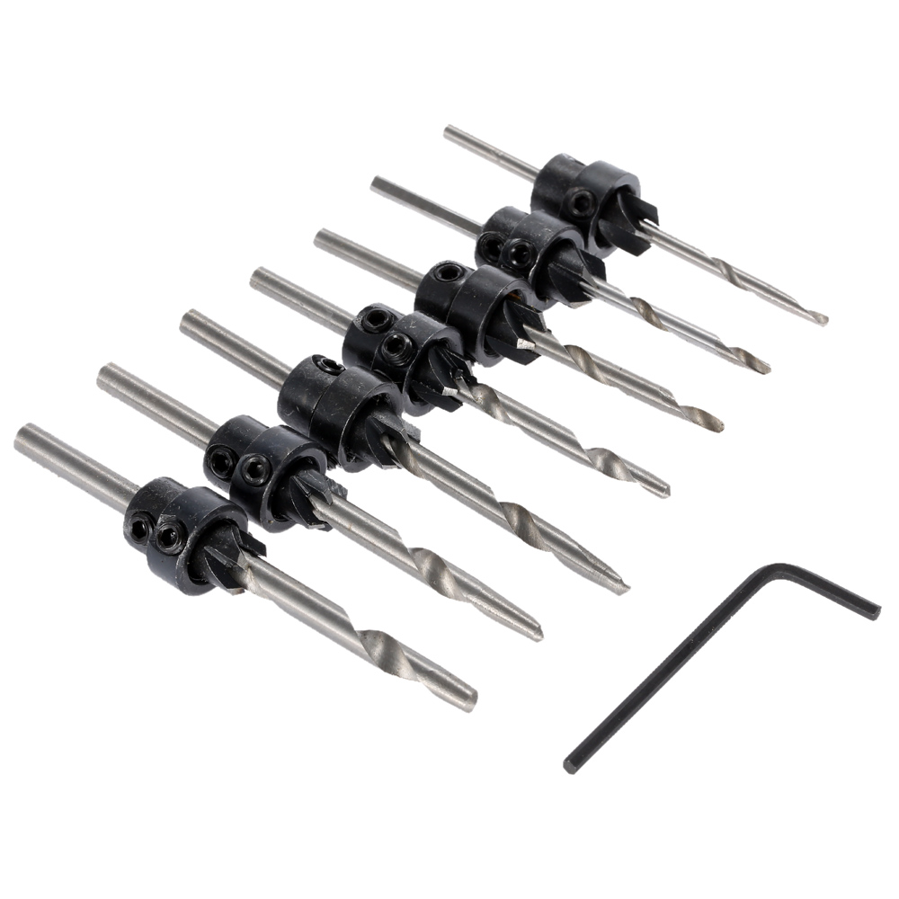 7pcs woodworking tools Drill Bits ferramentas power tools Carpentry Tapered Countersink Drill Bit Set herramientas with Hex Key