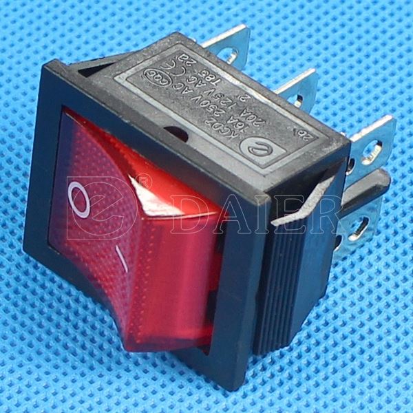 Mini DPDT 6 PIN ON ON 20 AMP Illuminated Rocker Switch