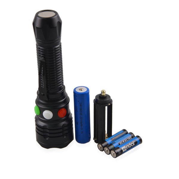 Aluminum LED Flashlight Magnetic Red Green White 3 Color Changing LED Signal Torch