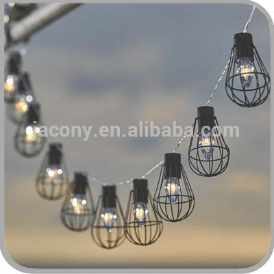 10LED Solar Vintage Retro Style Iron Cage Party Lights Fairy String (JL-7613)