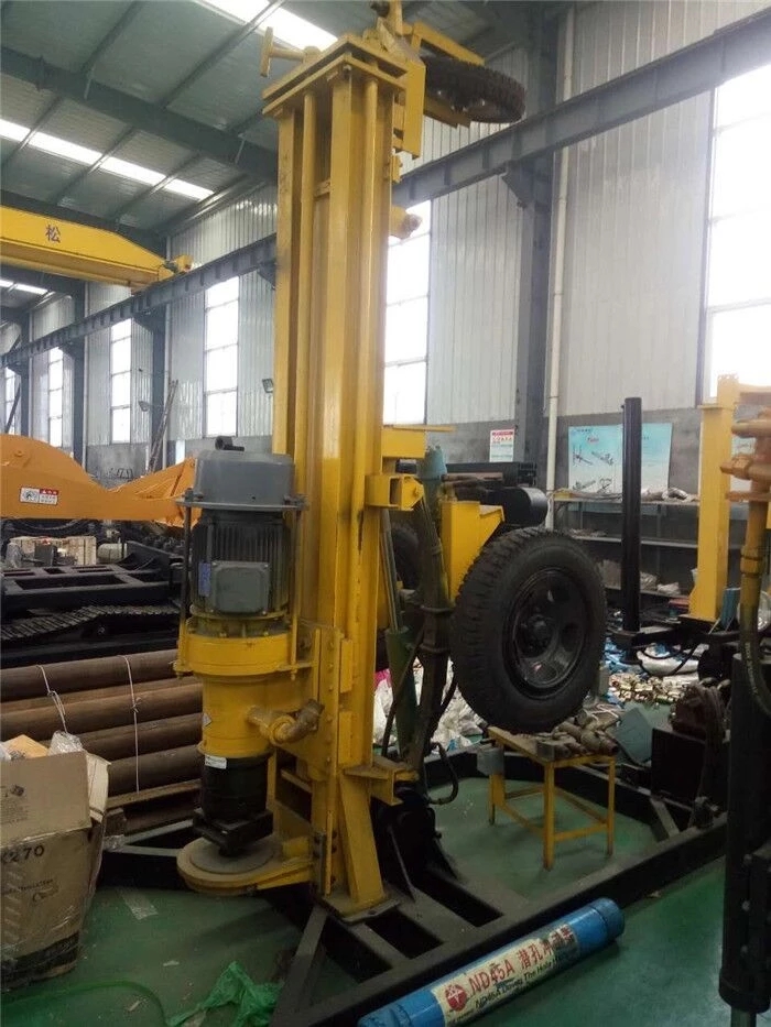 200m 100-200mm Geothermal Hydraulic Wheeled Portable Diesel Powerful Water Well Drilling Rig Machine For Sale