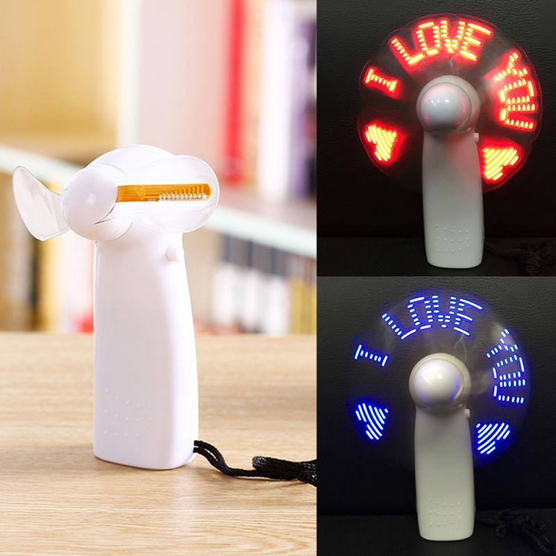 New Products USB Customized Promotion Gift DIY Flash Message Mini Led Fan Handheld fan