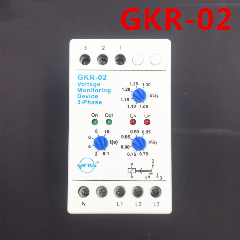 GKR-02 Voltage Monitoring Device Relay  Phase Failure And Phase-sequence Protection Relay Din Rail Motor Protection